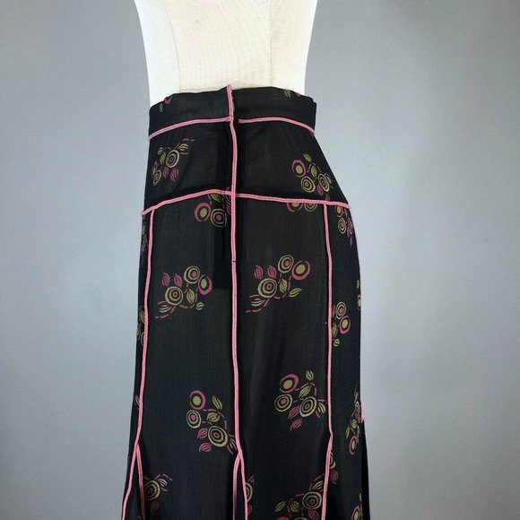 NWT Marc Jacobs Silk Black Pink Floral Skirt 4 Womens - Picture 5 of 12
